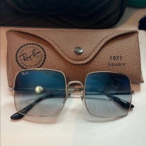 Ray-Ban Square Sunglasses with Blue Lenses